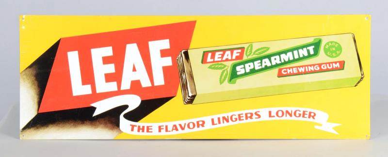 Appraisal: Leaf Gum Tin Litho Advertisement Sign This lithograph on tin