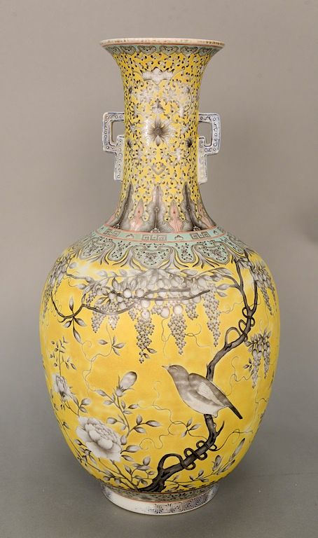 Appraisal: Famille Jaune and Grisaille vase China th century the main