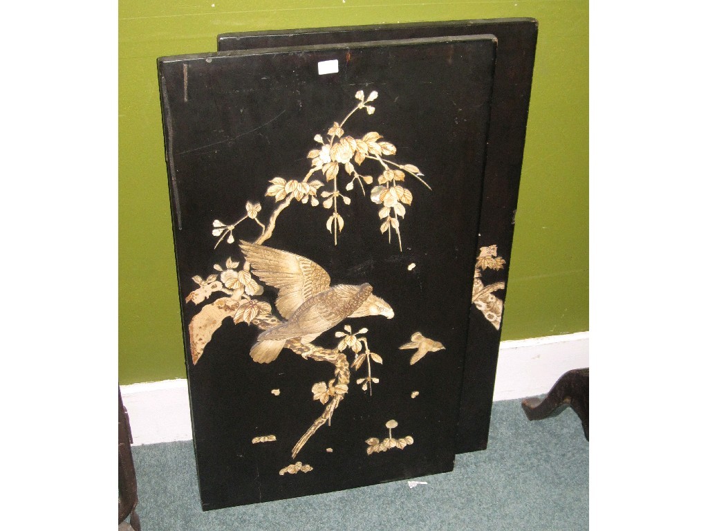 Appraisal: Pair of Oriental ivory mounted panels