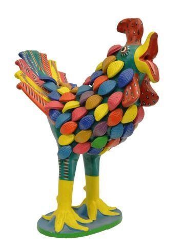 Appraisal: Mexican Folk Art painted pottery sculpture Colorful Rooster signed Ortega