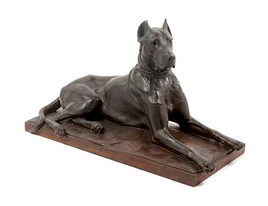 Appraisal: A Bronze Great Dane Sculpture Height x width x depth