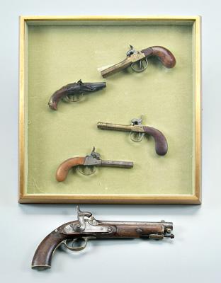 Appraisal: Five European and British pistols one brass double barrel percussion