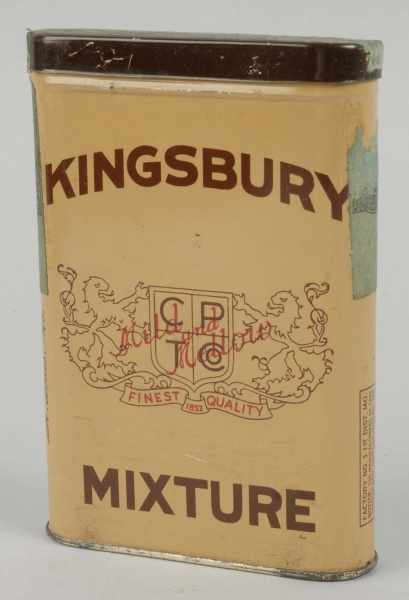 Appraisal: Tan Kingsbury Pocket Tobacco Tin Condition Excellent Size - T