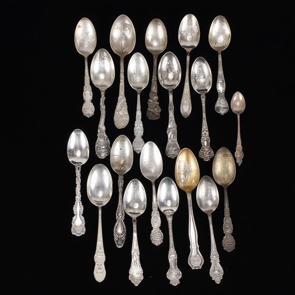 Appraisal: Lot of Indiana sterling silver souvenir spoons many Indianapolis pc