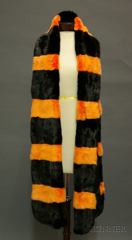 Appraisal: Vintage Ben Kahn Black and Orange-dyed Mink Stole Scarf labeled