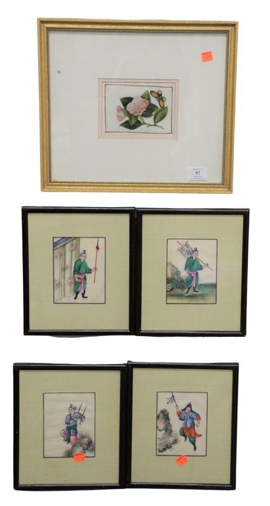 Appraisal: Group of Nine Asian Rice Paper Paintings to include four