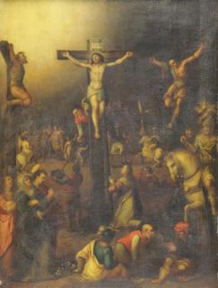 Appraisal: Old Master Oil on Panel The Crucifixion Not signed fine