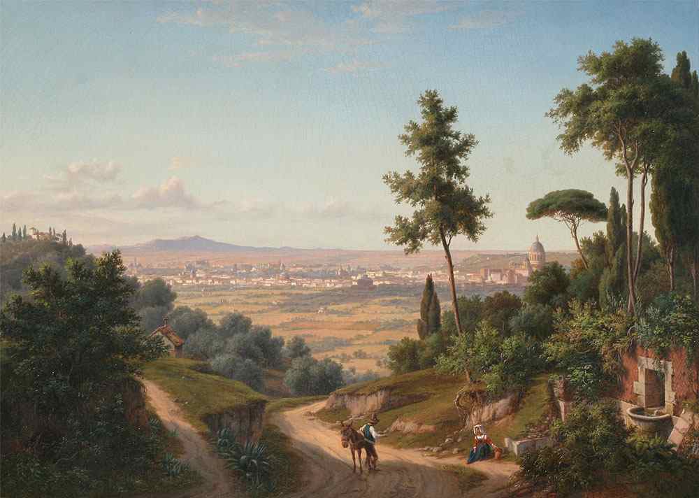 Appraisal: GUERARD Eugene French - Panoramic Italianate Landscape with Figures signed