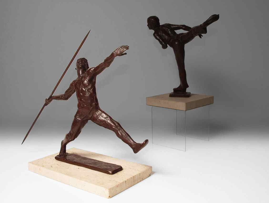 Appraisal: JAVELIN THROWER BRONZE '' h '' w affixed to a