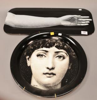 Appraisal: Two Piero Fornasetti tole trays including rectangle metal tray with