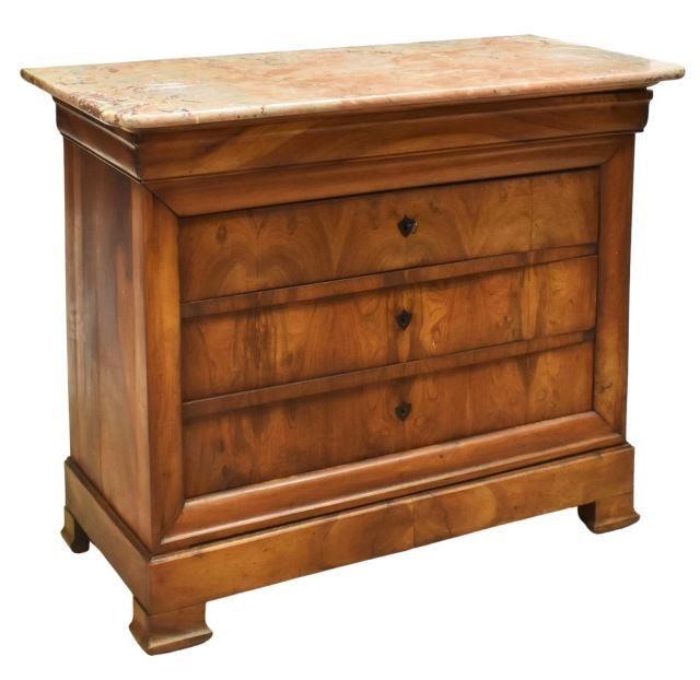 Appraisal: French Louis Philippe period marble-top walnut commode mid th c