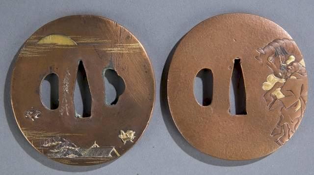 Appraisal: Two copper Tsuba Two Japanese copper tsuba th century Maru