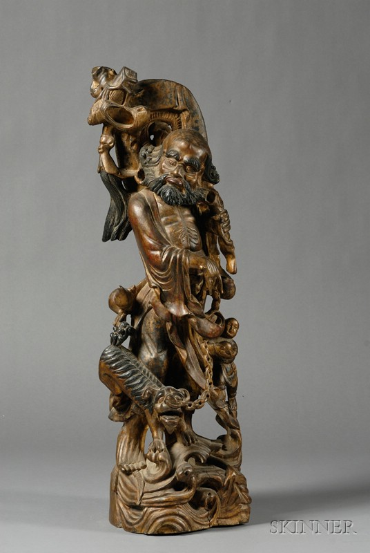 Appraisal: Large Wood Carving China th early th century figure of