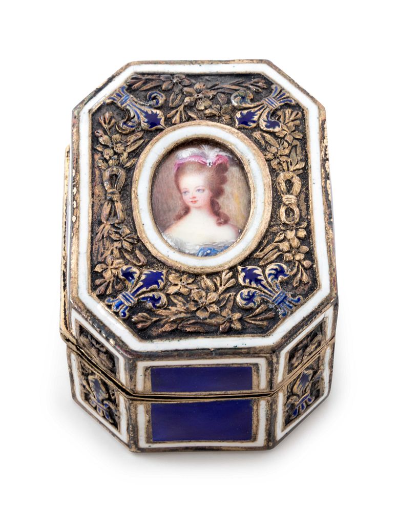 Appraisal: A French Engine-Turned Enamel and Silver-Gilt Box A French Engine-Turned