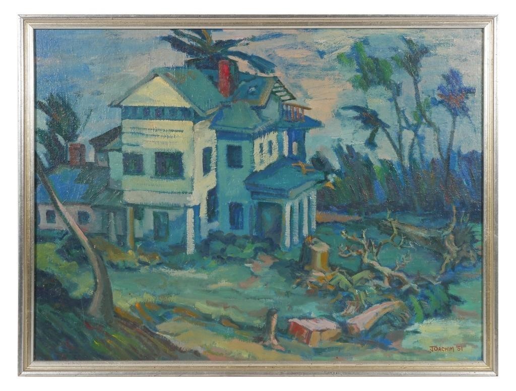 Appraisal: Oil on board painting of a Florida coastal cracker house