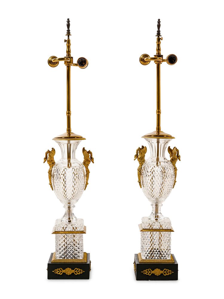 Appraisal: A Pair of Empire Style Gilt Metal and Cut Glass