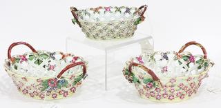 Appraisal: lot of Worcester polychrome decorated porcelain baskets circa each having