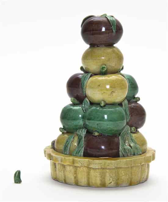 Appraisal: A Chinese Porcelain Fruit-Form Altar Piece the graduated stacked fruit