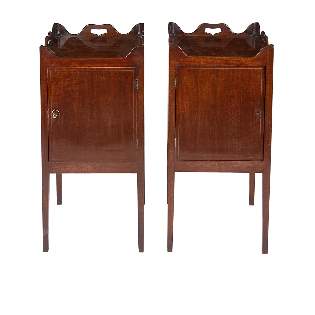 Appraisal: Pair of George III Mahogany Pot Cupboards Each square top