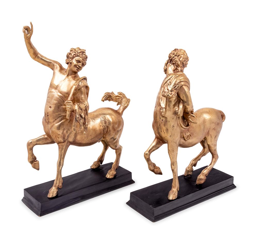 Appraisal: A Pair of Italian Gilt Bronze Furietti Centaurs A Pair