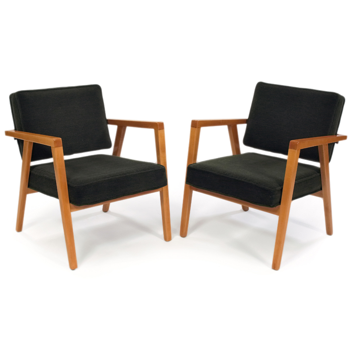 Appraisal: Franco Albini armchairs pair by Knoll s solid birch frames