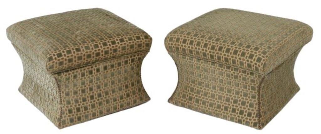 Appraisal: pair Contemporary upholstered storage ottomans st c padded top lifts