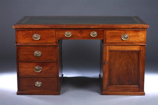 Appraisal: GEORGE III STYLE MAHOGANY PARTNER'S DESK Late th century with