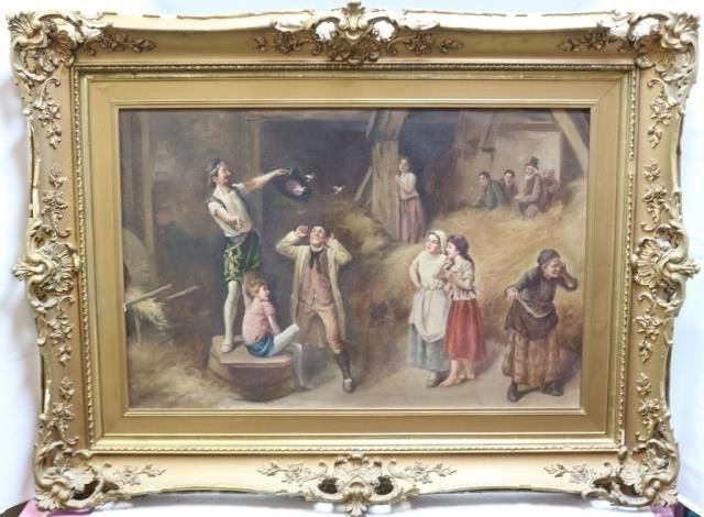 Appraisal: LATE TH CENTURY OIL ON CANVAS INTERESTINGGENRE SCENE DEPICTING MAGICIAN