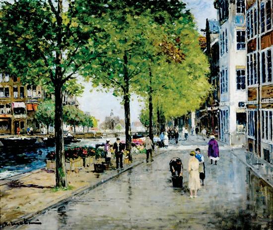 Appraisal: Karl Mohr German b AMSTERDAM STREET SCENE oil on board