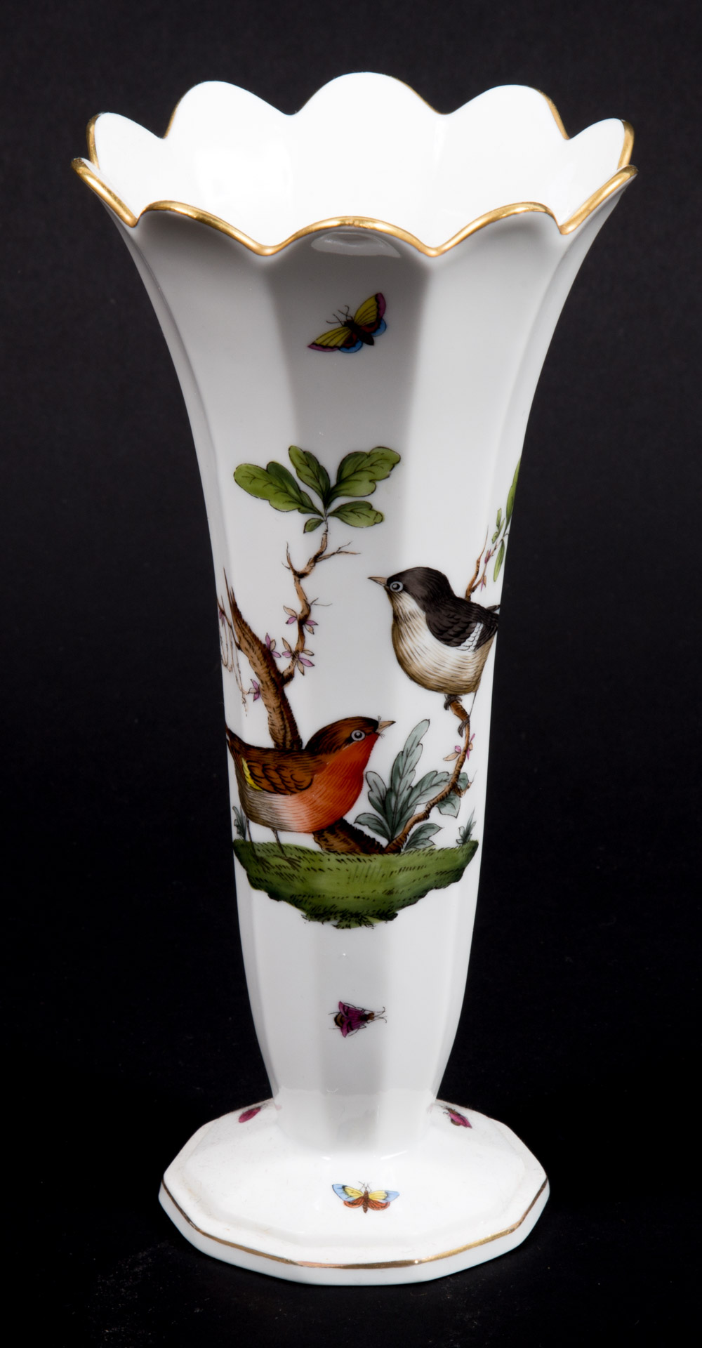 Appraisal: Herend porcelain Rothschild bird vase in H Condition No apparent