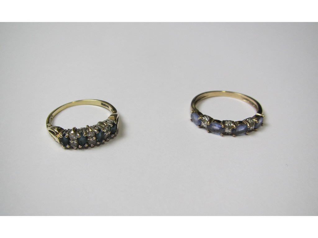 Appraisal: Lot comprising ct gold tanzanite and diamond half hoop ring