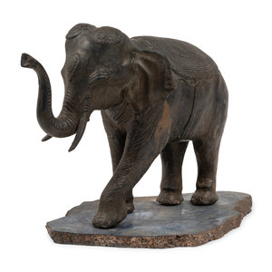 Appraisal: A Cast Metal Elephant Sculpture on base Height of elephant