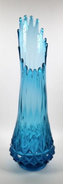 Appraisal: Mid-century style hand blown blue art glass vase Approx tall