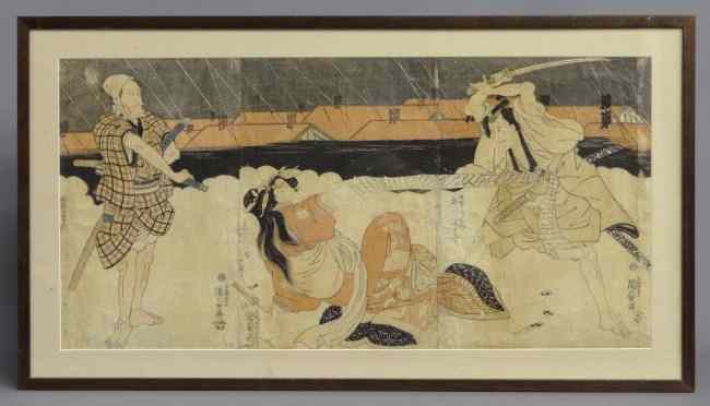 Appraisal: Early panel Japanese woodblock print Site '' x ''