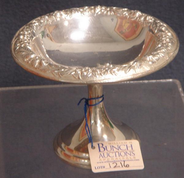 Appraisal: S Kirk sterling silver compote w floral repousse border d