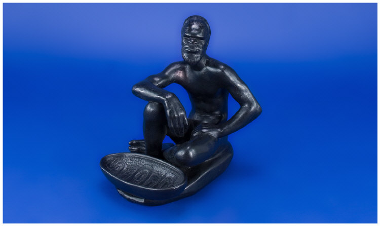 Appraisal: Australian Takacs Studio Seated Aboriginal Male Figure