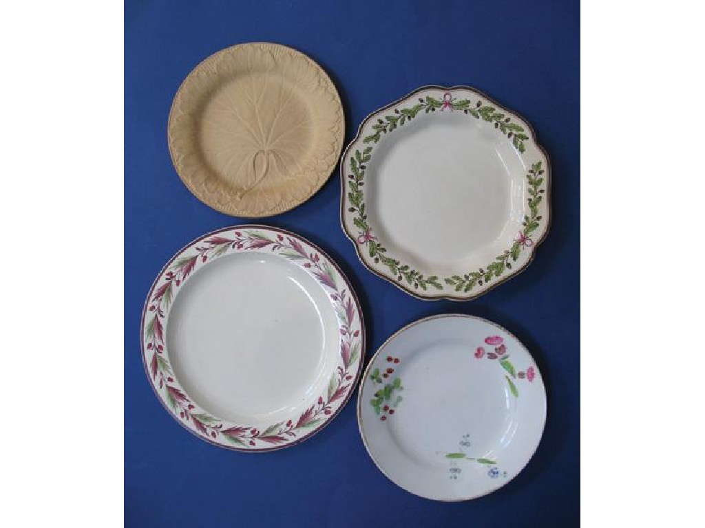 Appraisal: A SWANSEA PLATE decorated with three floral or fruit sprays