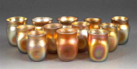 Appraisal: Twelve Tiffany Favrile glass shot glasses first quarter- th century