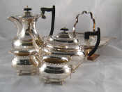 Appraisal: Silver plate A four piece teaset by Viners and a