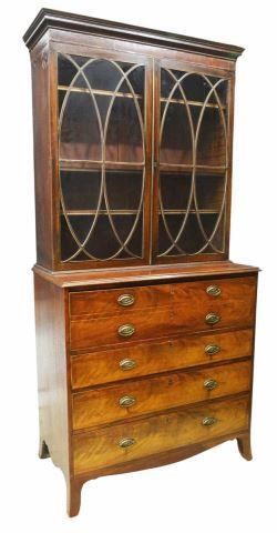 Appraisal: Georgian period mahogany stepback secretary bookcase early th c molded