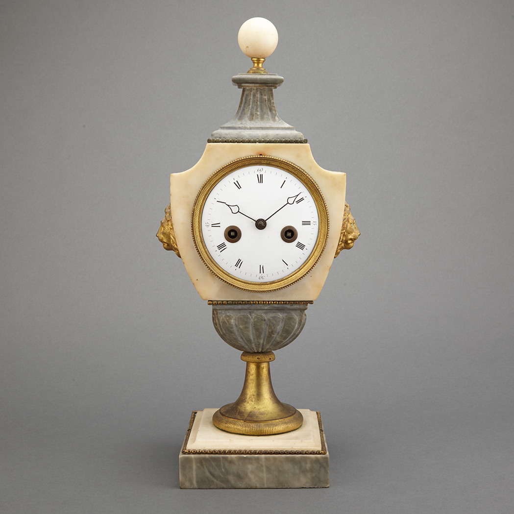 Appraisal: Empire Gilt-Bronze and Marble Bracket Clock The white enamel dial