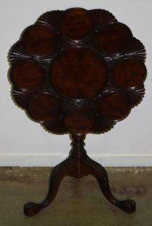 Appraisal: Chippendale style carved mahogany tilt top oyster plate table Diameter