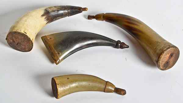 Appraisal: US Small Powder Horns Lot of Four priming horns one