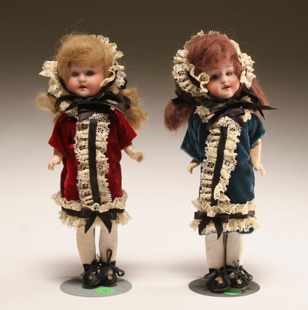 Appraisal: Pair Goebel German bisque head child dolls open mouth with