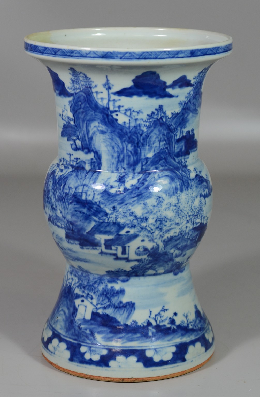 Appraisal: Chinese Export Blue and White porcelain baluster vase with landscape