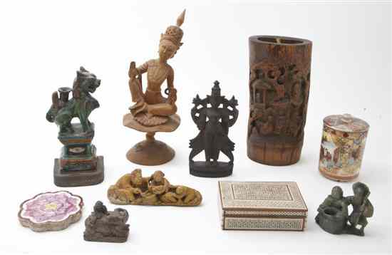 Appraisal: A Collection of Asian Decorative Articles comprising a Chinese carved