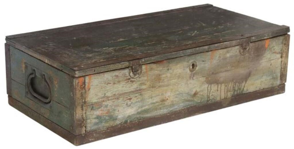 Appraisal: Continental iron-mounted wood tool chest th c with dual hinged