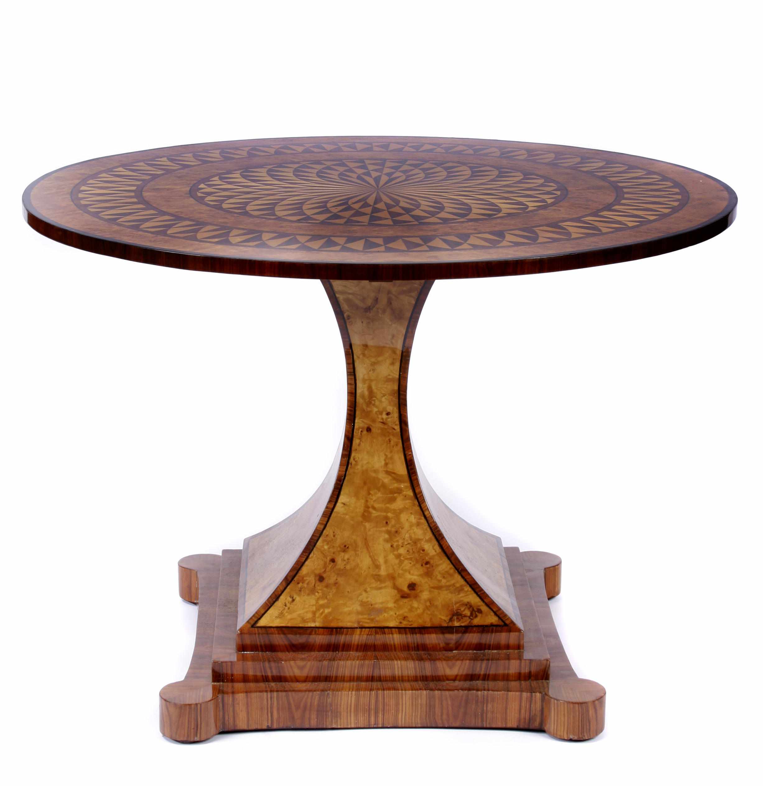 Appraisal: An Art Deco style parquetry center table height in diameter