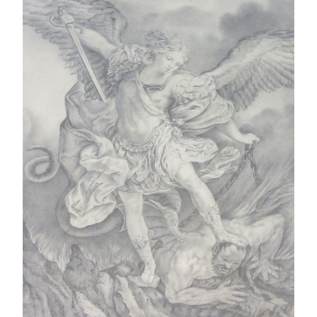 Appraisal: After Guido Reni Saint Michael Victorious Over Satan Graphite on