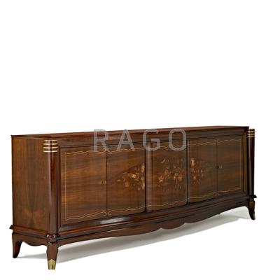 Appraisal: JULES LELEU Fine cabinet France s Rosewood mahogany fruitwood oak